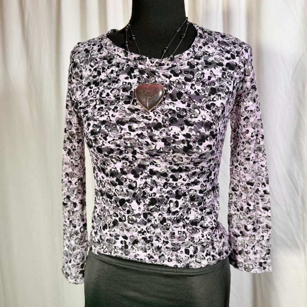 Green Apple Leopard Mesh Top – M